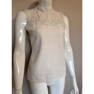 Women Unbranded sweetheart lace neckT with gold button up back M White